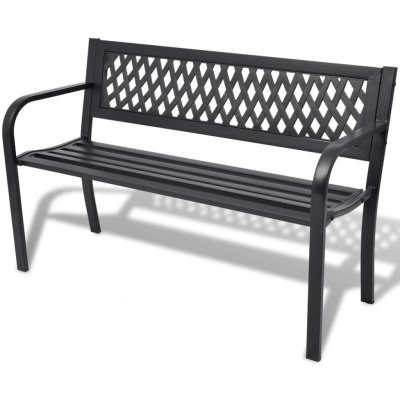 VIDAXL Banc de jardin en acier - Noir - 118 x 50 x 75 cm