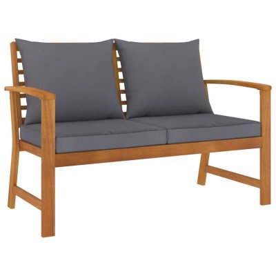 VIDAXL Banc de jardin et coussin gris fonc&eacute; 120cm bois solide d'acacia