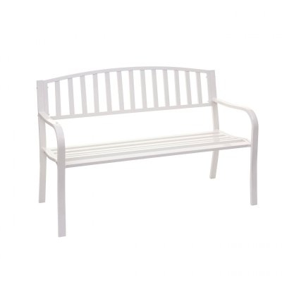 MENDLER Banc de jardin HW C-F43, banc du parc, 2 places, acier thermolaqu&eacute; - blanc