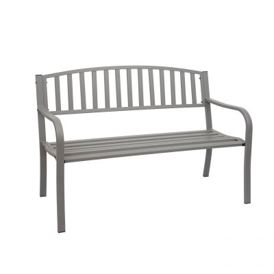 MENDLER Banc De Jardin Hwc-F43, Banc Du Parc, 2 Places, Acier Thermolaqu&eacute; Gris