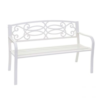 MENDLER Banc de jardin hwc-f44, banc du parc, 2 places, acier thermolaqu&eacute; ~ blanc