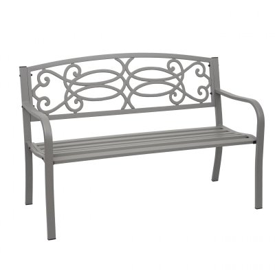 MENDLER Banc De Jardin Hwc-F44, Banc Du Parc, 2 Places, Acier Thermolaqu&eacute; Gris
