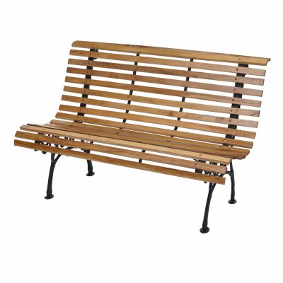 MENDLER Banc de jardin  HWC-F97, banc en bois, fonte, 3 places, 122cm, 22kg marron clair