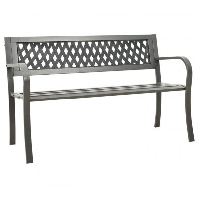 VIDAXL Banc de jardin motif treillis - Gris - 125 x 53 x 82 cm