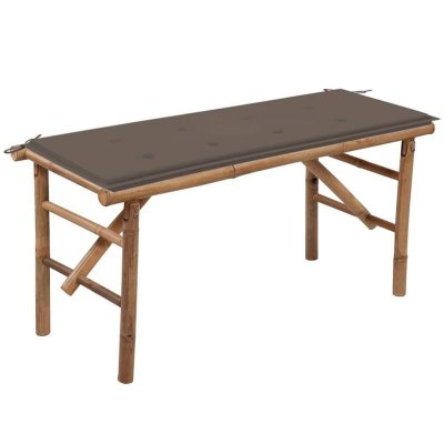 VIDAXL Banc de jardin pliable avec coussin 118 cm Bambou