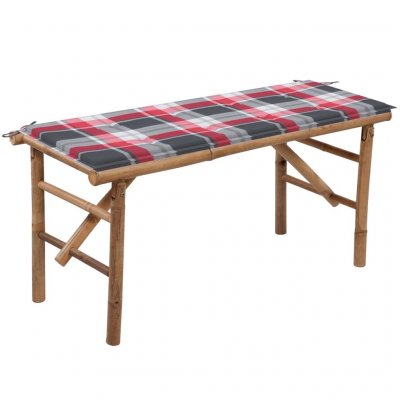 VIDAXL Banc de jardin pliable avec coussin 118 cm Bambou - 