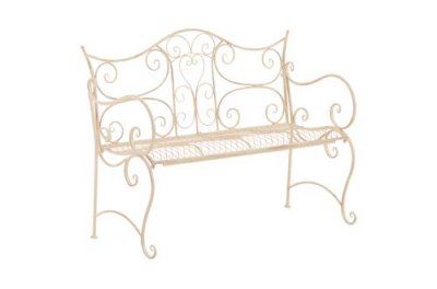 CLP Banc De Jardin Pour 2 Personnes En M&eacute;tal Cr&egrave;me Antique