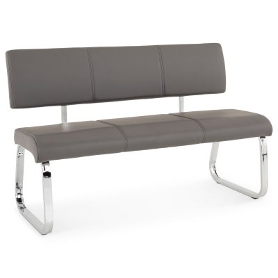 IDIMEX Banc design avec dossier VILAS, en synth&eacute;tique gris
