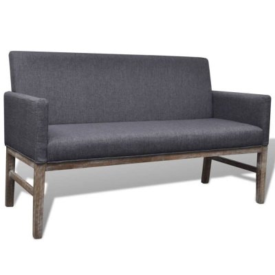 VIDAXL Banquette rembourr&eacute;e gris fonc&eacute; en bois d'h&eacute;v&eacute;a