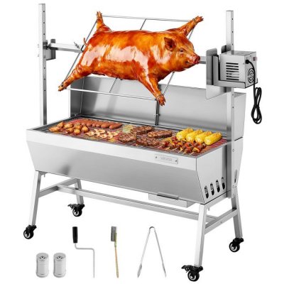 VEVOR Barbecue &agrave; Charbon Avec Tournebroche Electrique 38W Capacit&eacute; 60kg pour Camping F&ecirc;te