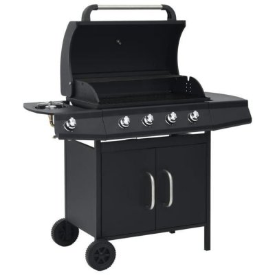 VIDAXL Barbecue &agrave; gaz 4+1 zones de cuisson noir acier