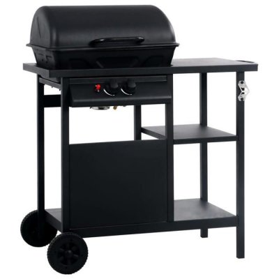 VIDAXL Barbecue &agrave; Gaz avec Table Lat&eacute;rale &agrave; 3 Niveaux Noir