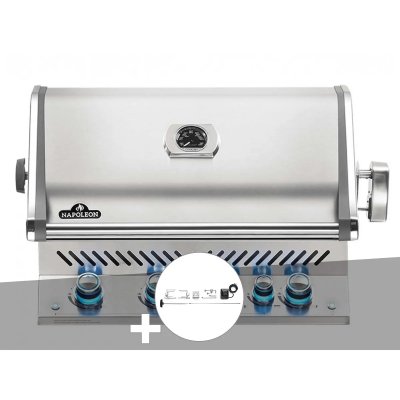NAPOLEON Barbecue &agrave; gaz encastrable Prestige Pro 500 inox avec r&ocirc;tissoire