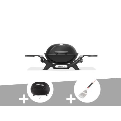 WEBER Barbecue &agrave; gaz Q 1200N noir + Housse + Spatule - 
