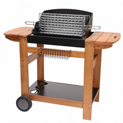 SOMAGIC Barbecue au charbon de bois  Senlis, chariot bois, cuve noire