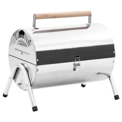 VIDAXL Barbecue au charbon portable acier inoxydable grilles doubles
