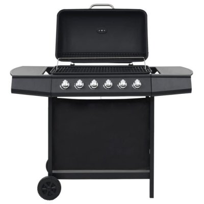 VIDAXL Barbecue au gaz avec 6 zones de cuisson Acier Noir