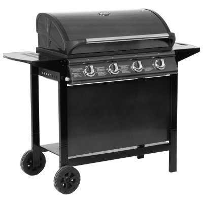HAPPY GARDEN Barbecue au gaz reno - 4 br&ucirc;leurs avec thermom&egrave;tre 14kW - Noir