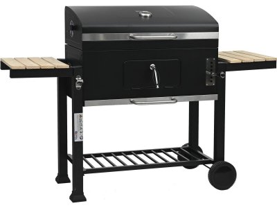 HABITAT ET JARDIN Barbecue charbon avec tablettes lat&eacute;rales et grilles r&eacute;glables Marquis - Noir