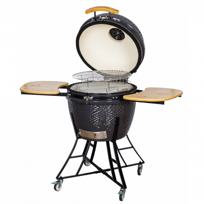 Barbecue charbon de bois kamado en c&eacute;ramique D61 cm KAMAGIC24 - Noir