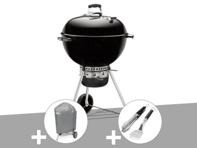 WEBER Barbecue charbon Master-Touch GBS 57 cm E-5750 Noir + Housse + Kit ustensiles Premium 2 pi&egrave;ces -