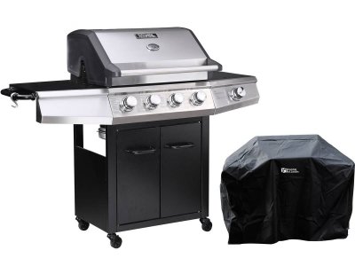 HABITAT ET JARDIN Barbecue gaz ""bingo 5"" - 5 br&ucirc;leurs dont 1 lat&eacute;ral - 15.2kw + housse protection - noir