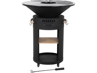 HABITAT ET JARDIN Barbecue plancha brasero &agrave; charbon et bois ""Cesar premium"" - &Oslash; 81 cm - Noir