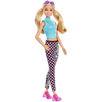 Barbie - Barbie Fashionistas Legging Damier Et Z&egrave;bre - Poup&eacute;e Mannequin - D&egrave;s 3 Ans - Barbie