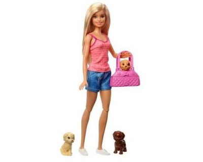 GENERIQUE Barbie Blonde And Set 3 Puppies. Bathtub And Accessories Multicolore