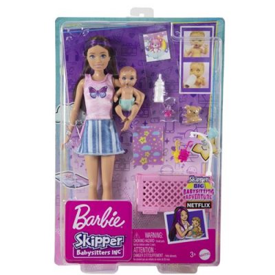 BARBIE  - Coffret Skipper Baby-Sitter - Poup&eacute;e Mannequin - 3 ans et +
