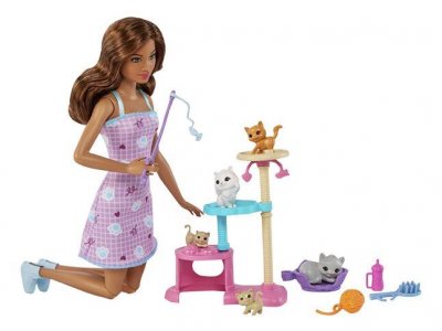 MATTEL Barbie-Puppe Und K&auml;tzchen Kratzbaum Set Hhb70