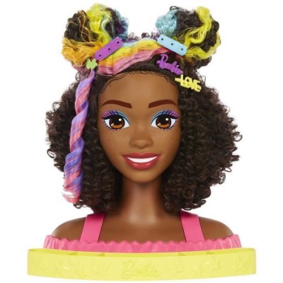 MATTEL Barbie Ultra chevelure - T&ecirc;te &agrave; coiffer brune avec m&egrave;ches arc-en-ciel