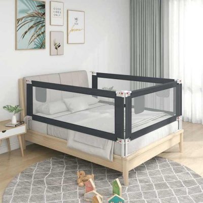 VIDAXL Barri&egrave;re de s&eacute;curit&eacute; de lit d'enfant Gris fonc&eacute; 140x25 cm Tissu