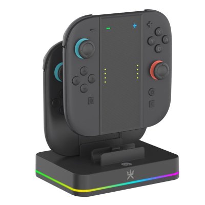 ALPHA OMEGA PLAYERS Base de charge et support Joy-Con Noir pour Nintendo Switch 2