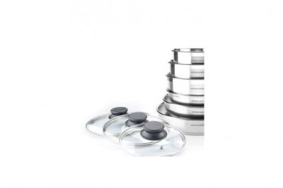 ARTHUR MARTIN Batterie de cuisine  5540 10 pi&egrave;ces en acier inoxydable