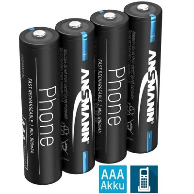 ANSMANN Batterie de t&eacute;l. AAA 800mAh NiMH 1,2V - pile DECT rech. (lot de 4)