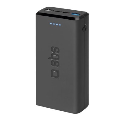 SBS Batterie externe Powerbank 20.000 mah, USB C + 2 USB A, noire