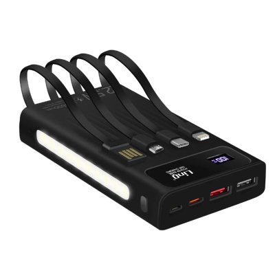 LINQ Batterie Secours 25800mAh C&acirc;ble 4 en 1 Port USB 22.5W et USB C 20W noir