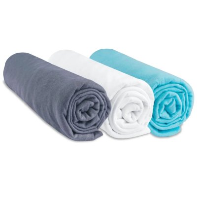 EASY DORT Bbla - Drap housse 70x160 B&eacute;b&eacute; Gris Blanc Turquoise