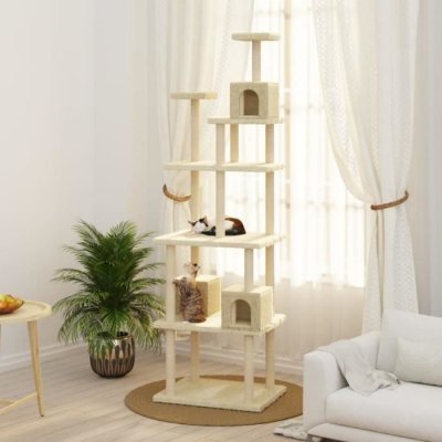 VIDAXL BD - BD Grattoir pour chat avec poteaux en sisal Cr&egrave;me 188 cm