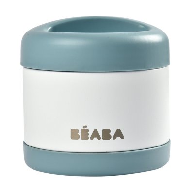  B&eacute;aba Portion Pot de Conservation Inox Isotherme Bleu Blanc 500ml