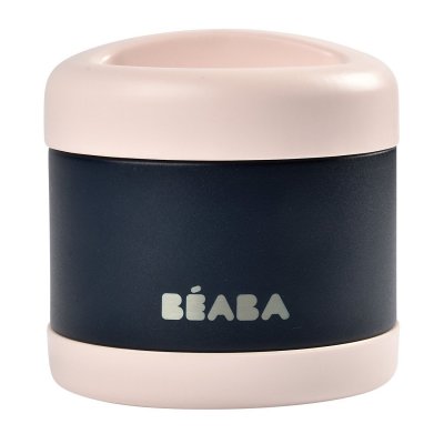  B&eacute;aba Portion Pot de Conservation Inox Isotherme Bleu Rose 500ml 