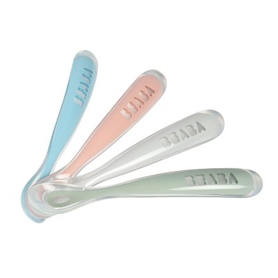BEABA B&eacute;aba repas set de 4 cuillleres silicone 1er &acirc;ge BEA3384349134655