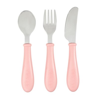 BEABA , set de 3 couverts inox old pink BEA3384349134624