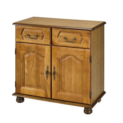 Beaux Meubles Pas Chers - Bahut Ch&ecirc;ne 2 Portes 2 Tiroirs - marron