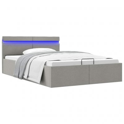 Bedframe met opbergruimte en LED stof lichtgrijs 140x200 cm 285609 