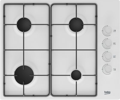 Beko - Table de cuisson gaz 60cm 4 feux blanc HIGG64123SW - blanc