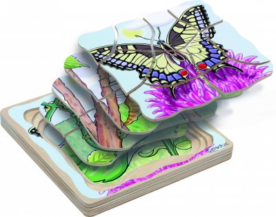 BELEDUC  - 17054 - Puzzle &Agrave; Superposition En Bois - Papillon - 28 Pi&egrave;ces