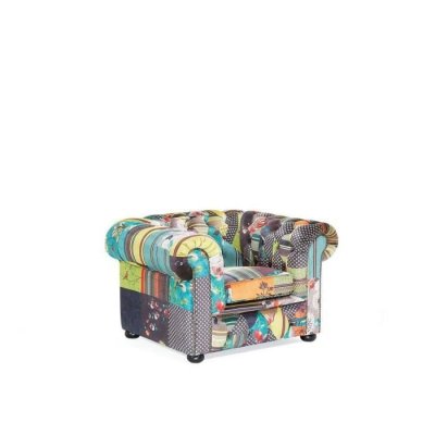 BELIANI  - Fauteuil patchwork en tissu jaune CHESTERFIELD