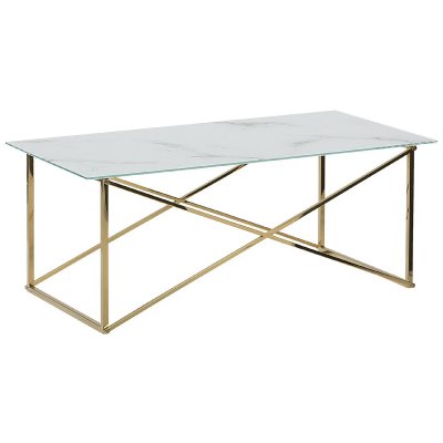 Beliani - Table basse effet marbre blanc structure dor&eacute;e EMPORIA